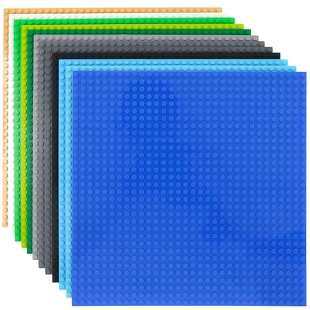 Baseplate Set - Compatible with Lego - 12-Pack, 10 x 10 in, Nature Theme - Stackable Baseplates for Building Bricks