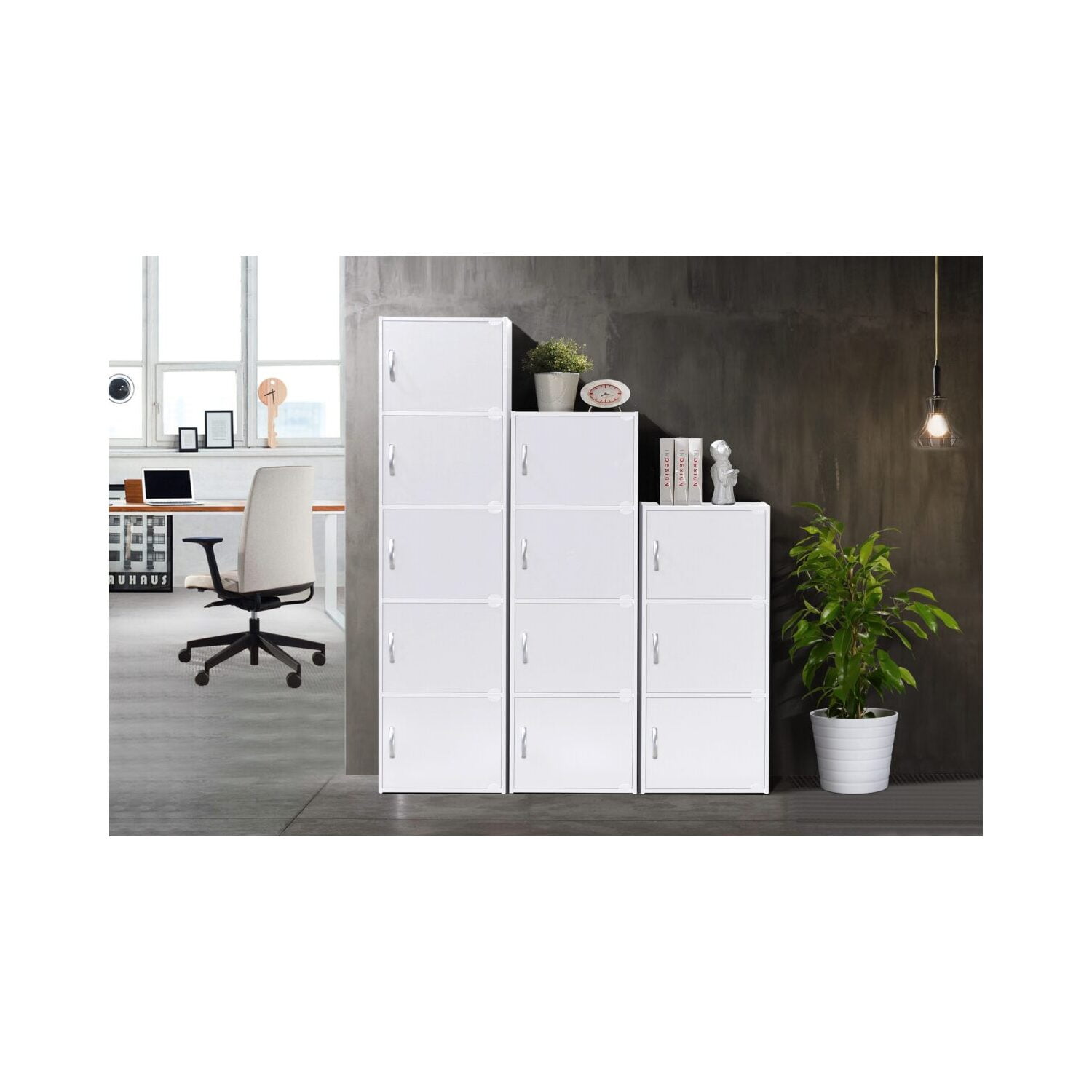 Cabinet with 4 Doors and 4 open shelgves for Living Room Office Bedroom -  Bed Bath & Beyond - 38168747