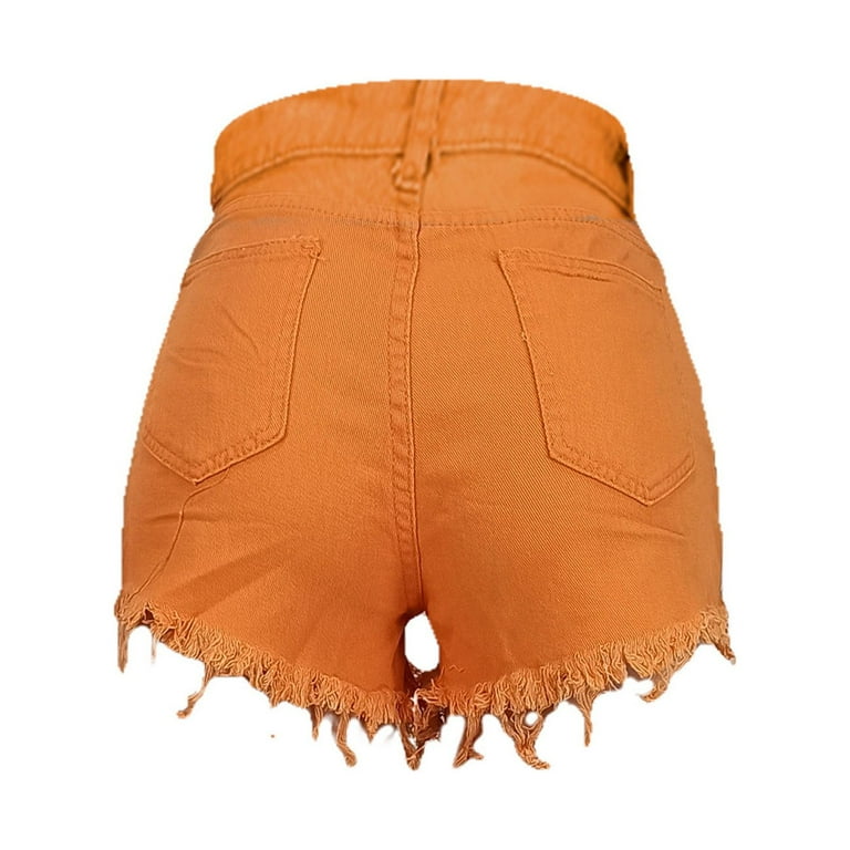 ショートパンツ ZIMMERMANN Women Shorts Burmudas 1317ARS251 ORANG ORANGE Women's High Waisted Crossover Denim Shorts Orange,S