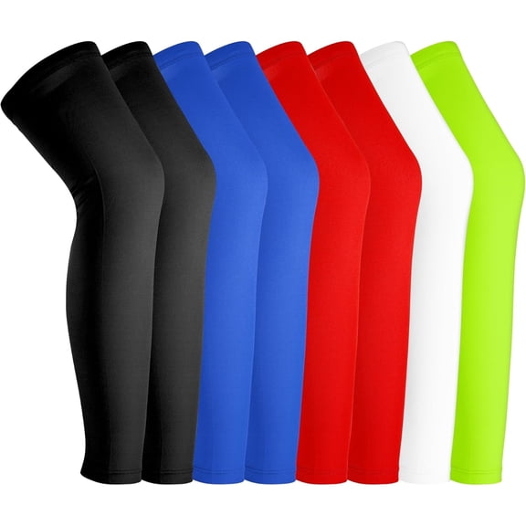8Pcs Compression Leg Sleeves,Full Leg Compression Sleeve,UV Long Knee Sleeve for Men Women Running Cycling,Multicolor
