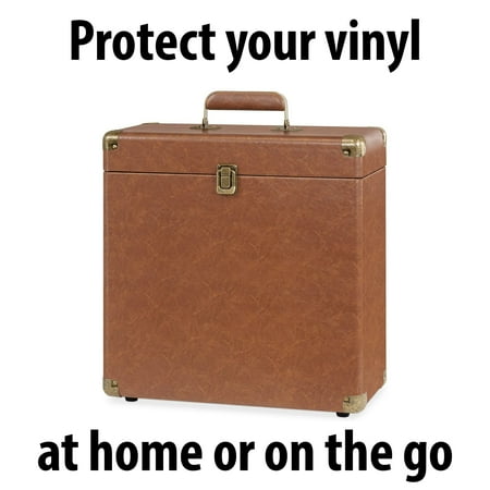Victrola - Storage Case for Vinyl Turntable Records - Brown