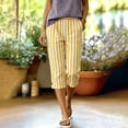 thumbnail image 7 of cfhntfmh Women's Cotton Linen Pants Striped Dressy Capri Pants with Pockets Summer Side Slit Pants for Beach Vacation, 7 of 7