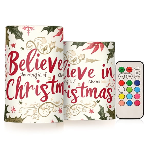 BZSMCE Flameless Candles LED Lights Light Red Merry Christmas Elegant Wreath Creativity Battery Candles