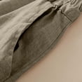thumbnail image 5 of Women's Cotton Linen Capri Pants with Lace Trim Casual Drawstring Elastic Waist Pants Summer Lightweight Cropped Trousers with Pockets Khaki L, 5 of 6