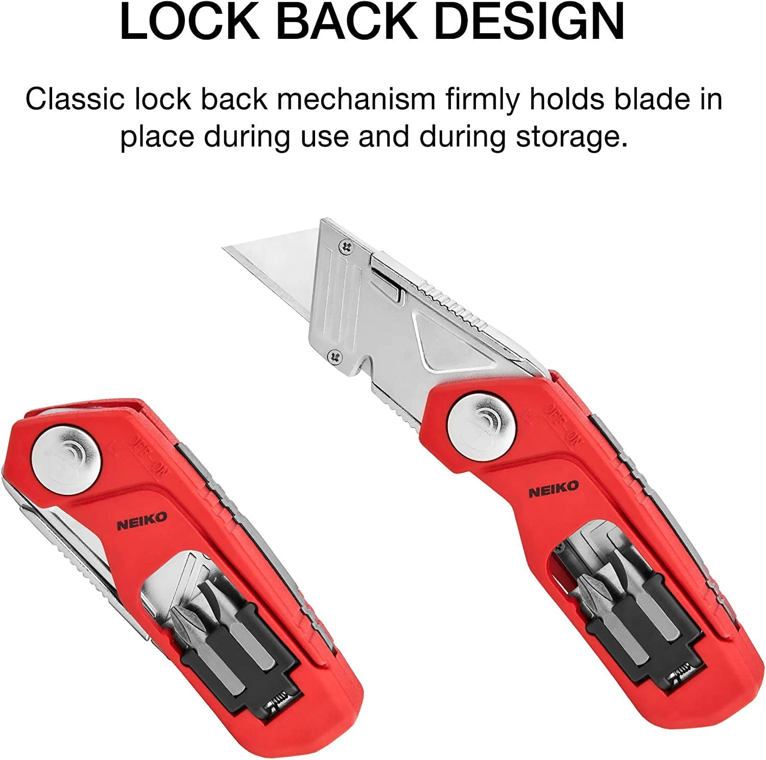 00678A 4-In-1 Folding Utility Knife Box Cutter Knives & Wire Stripper, Tool Hex Bit Holder Utility Work Knife & Bit Storage, Carpet Knife, Heavy Duty Box Cutter, Great work knife for men & women