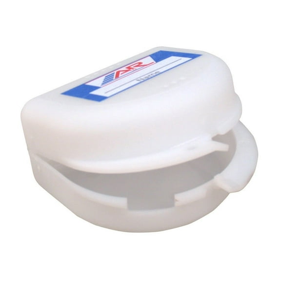 A&R Sports Pro Series Plastic Mouth Guard Case w Slot for Strap, Red White Black