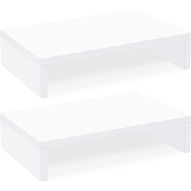 2 Pack Support de Moniteur Blanc, Support d'Ordinateur Réglable Double pour Moniteurs/ordinateurs Portables/tv, Étagère de Bureau Gain de Place
