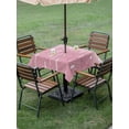 thumbnail image 3 of Outdoor Tablecloth with Umbrella Hole and Zipper, Red Ombre Square Table Cloth 54x54 Inch Waterproof Tablecloth, Farmhouse Stripes Modern Abstract Art Picnic Table Cover for Patio Camping, 3 of 7