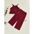 thumbnail image 6 of Miaouyo Baby Girl 2Pcs Summer Outfits Sleeveless Ruffle Cami Tops + Wide Leg Pants Set Toddler Clothes, 6 of 9
