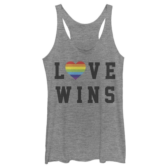 Women's Lost Gods Love Wins  Racerback Tank Top Gray Heather Medium