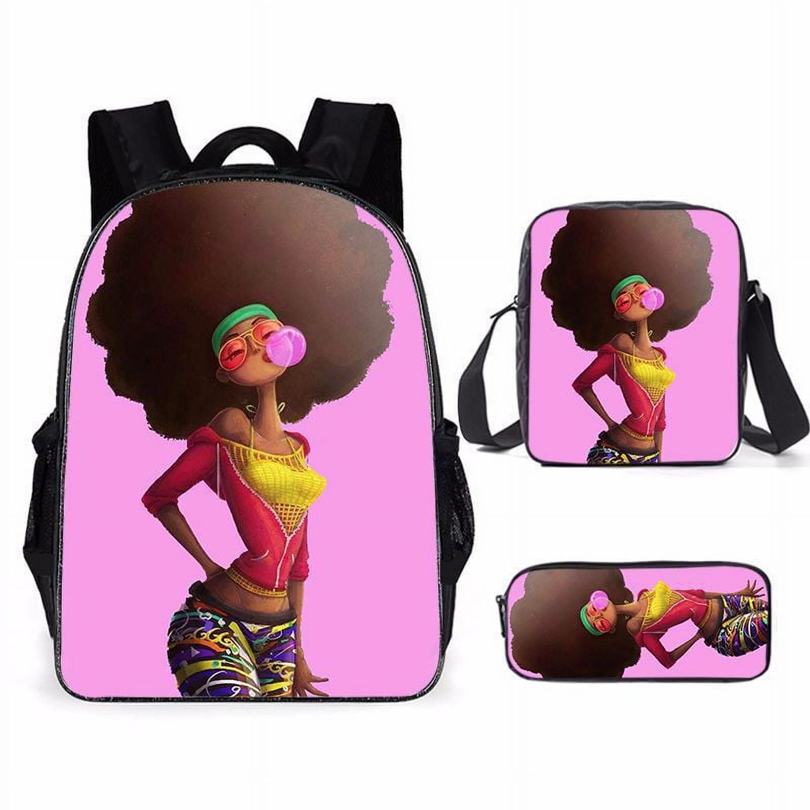 African American Girl Backpack Teen School Bag With Satchel Pencil Bag Suit Girl 3 Piece Set SinKeeU Walmart