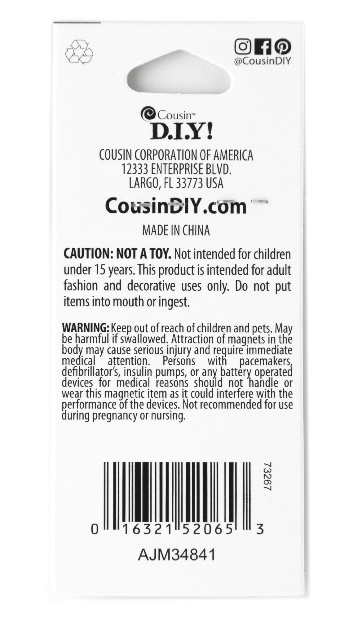 Cousin DIY Magnetic Metal Clasps, 4 Sets, Silver Finish