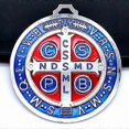 thumbnail image 2 of Antique Metal Saint Benedict Cross Medal Round Large Exorcism StBenedict Pendant Home Wall Hanging Desk Decoration Jewelry, 2 of 5