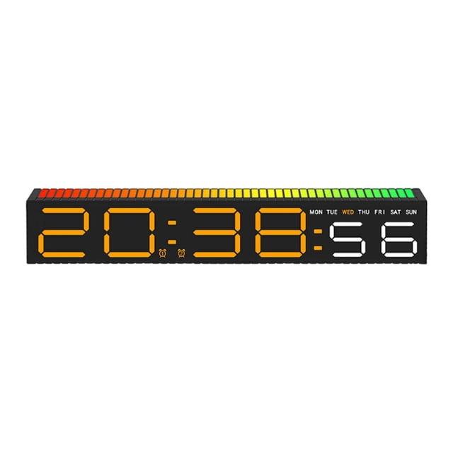Reloj digital gran pantalla 3 ajuste sensores de sonido dinámicos de brillo, para decoración del hogar fácil de leer reloj LED para la oficina del Amarillo digital