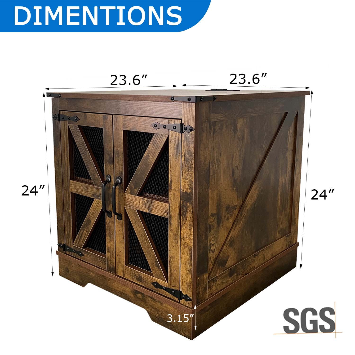 Farmhouse End Table with Charging Station, Nightstand with 2 Outlets & 2 USB Ports, Vintage Industrial Side Table,Brown