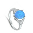 thumbnail image 4 of CHOOSE YOUR COLOR Women's Blue Simulated Opal Cluster White CZ Ring .925 Sterling Silver Band Female Size 10, 4 of 4