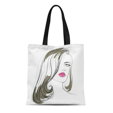 KDAGR Canvas Tote Bag Beautiful Woman Drawing Hairstyle Makeup and Beauty Straight Hair Reusable Shoulder Grocery Shopping Bags (The Best Male Hairstyles)