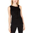 thumbnail image 2 of INC Womens Shimmer Twist-Neck Tank Top, Negro, Mediano, 2 of 2