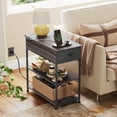thumbnail image 2 of JIOABL 12 in Flip-Top End Table with Power Outlets & USB, Farmhouse Side Table with Drawer and 2 Shelves, Gray, 2 of 6