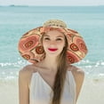 thumbnail image 2 of CoCopeaunts Sun Beach Straw Hat for Women Breathable Flower Scarve Lined Stylish Bow Roll up Foldable UV Protection Fishermen Hat Travel, 2 of 8