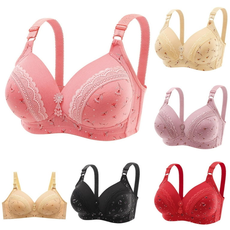 ZIMOMO Mother's Comfort Wireless Bras For Push Up Small Chest Middle And  Elderly Bra Women Breathable Anti-sagging Underwear (Color : Red bean  paste, Size : 40B) (Blue 38B) : : Fashion
