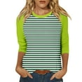 thumbnail image 2 of YDKZYMD 3/4 Sleeve Shirts for Women Plus Size Elbow Plus Size Elbow Color Block Crew Neck Blouses Summer Tee Tops Casual Loose 2024 Trendy Tunics Mint Green L, 2 of 5