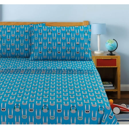 Your Zone Hipster Bunny Kids Sheet Set, Multiple Colors