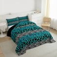 thumbnail image 3 of jejeloiu Jungle Zebra Giraffe Bedding Comforter Set,Wildlife Animal Pattern Twin Comforter Sets,Blue Gray Line Stripe Bedding Set For Teens,Super Cozy Room Decor Reversible,2pcs, 3 of 8