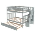 thumbnail image 6 of Harper & Bright Designs Full over Full Bunk Bed with Trundle Staircase Storage and Guard Rail for Bedroom, Dorm, Gray, 6 of 13