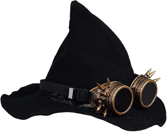 Knitted Wool Witch Hat with Wide Brim for Halloween Costume and Winter Wear