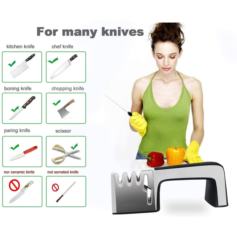  enowo Premium Knife Sharpeners,4 Stage Kitchen Knives Sharpener  Helps Repair,Restore & Polish Straight-Edge Dull Knives & Sharpen Scissors  Quickly and Safely,Easy to Use Blade Sharpener: Home & Kitchen