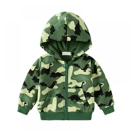 

GYRATEDREAM Kids Boys Hooded Jacket Toddler Camouflage Windbreaker Lightweight Coat Zipper 1-8 Years