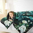 thumbnail image 4 of jejeloiu Cyan Magic Dragon Twin Comforter Sets,White Flowers Floral Bedding Set For Boy Teens Reversible 2 Pieces, 4 of 8