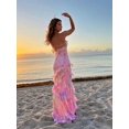 thumbnail image 2 of Sexy V Neck Colorful Ruffles Sling Dress for Women Backless Sleeveless Floor Length Slim Robes 2024 Lady Beach Holiday Vestidos, 2 of 6