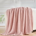 thumbnail image 5 of Super Soft King Blanket Pink Premium Silky Flannel Fleece 3D Waffle Checkered Lightweight Bed Blanket All Season Use (Pink, King(90"x110")), 5 of 6