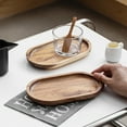 thumbnail image 2 of Acacia Wood Oval Serving Tray with Compartments Modern Tea Snack Platter Hand, 2 of 6