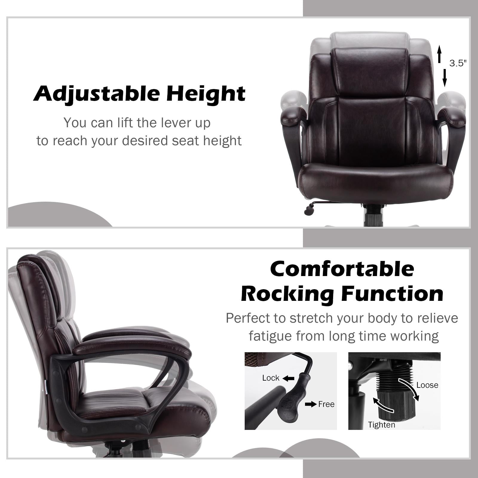 Giantex Ergonomic Home Office Chair, Adjustable Rolling Executive Swivel Desk Chair for Home Office