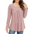 thumbnail image 2 of Fantaslook Plus Size Womens Tunic Tops Eyelet Dressy Long Sleeve Shirt Pleated Crew Neck Blouses Curved Hem Fall Outfits, 2 of 7