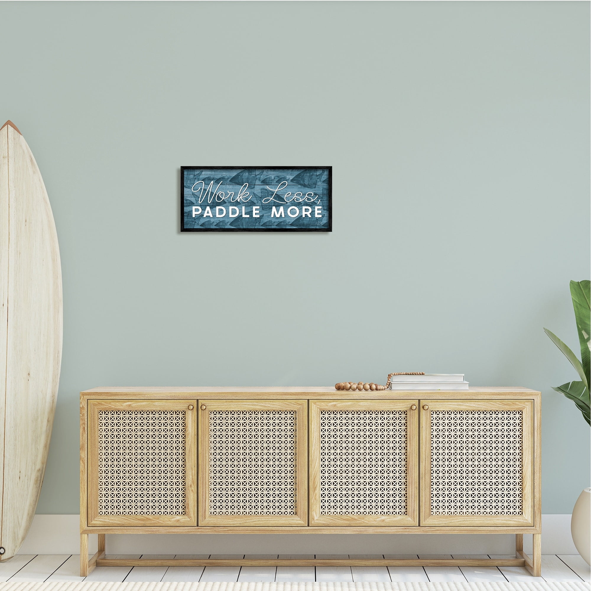 Stupell Industries Work Less Paddle More Fish Patterned Background ,24 x 10, Design by Yass Naffas Designs