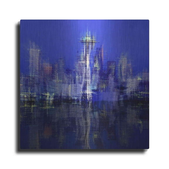 Luxe Metal Art 'Seattle' by David Manlove, Metal Wall Art, 12"x12"