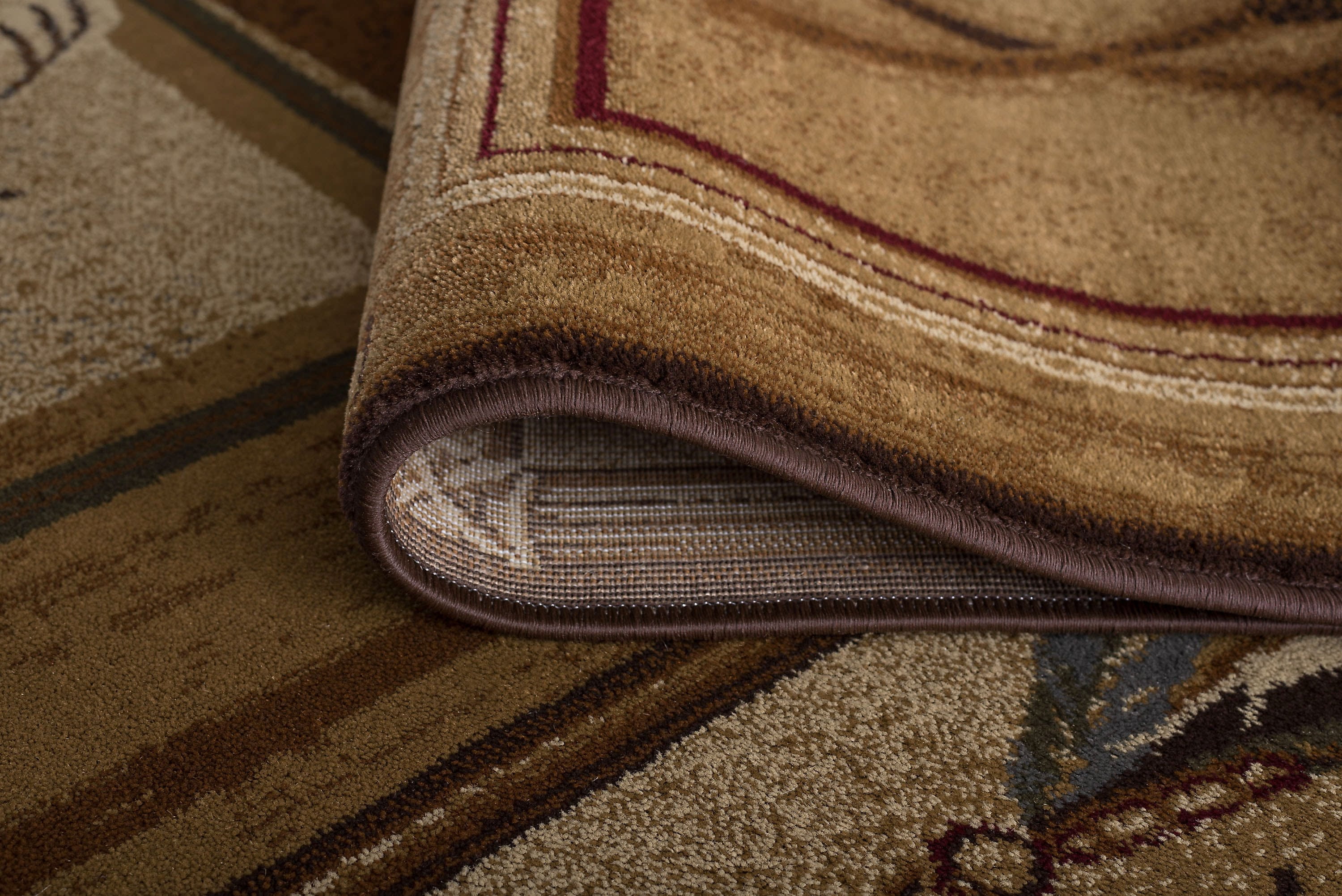 Nature Novelty 8' x 10' Ivory and Crimson Polypropylene Indoor Area Rug