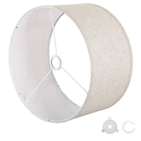 OUTON Large Drum Lamp Shades for Floor Lamps, 16" Top x 16" Bottom x 9" High, Easy to Assemble, Replacement Linen Lampshades for Table Lamps & Bedside Lamps (1.65" Spider), Beige