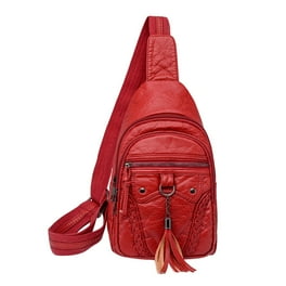 LUOGENLI Crossbody Bags for Women Trendy Travel Leather Smalling Backpack Jacquard Shoulder Strap MultiChest Bag Hiking Travel Daypack Rushsack Outdoor Crossbody Bags for Women Small Size Travel Walma...