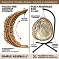 thumbnail image 6 of Foldable Hanging Egg Chair with Stand, HDPE Rattan Wicker Swing Chair with Cushion, Heavy Duty Frame 350 lbs Capacity, Outdoor Patio, Indoor Bedroom, Balcony, 6 of 7