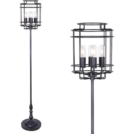 Rustic Farmhouse Floor Lamp with Metal Cage,66.4” Tall Traditional ...