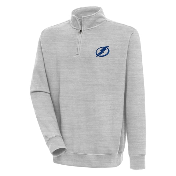 Men's Antigua Heather Gray Tampa Bay Lightning Victory Quarter-Zip Pullover Top