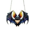 thumbnail image 2 of Halloween Decor - Household Pendant - Ornaments - Halloween Bat Stained Glass Suncatcher Window Hanging Acrylic Wall Art Suncatcher Decoration Festival Colorful Bat Home House Arrangement Props 1Pc, 2 of 5