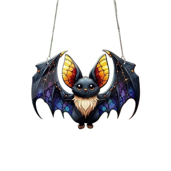 Clearance Under $5 | Acrylic Colorful Bat Window Hanging Suncatcher for Halloween Home Decor, H