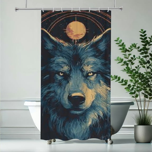RKSupls Christmas Shower Curtain, Catroon Wolf Dream Catcher Shower Curtain with Hooks for New Year Home Bathroom Decor Washable Curtains, 36x72 in