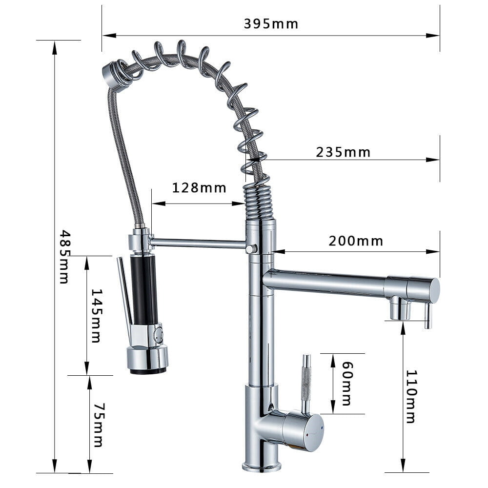 Senlesen Chrome Kitchen Faucet 360Swivel Single Handle Pull Down Sprayer Kitchen Mixer